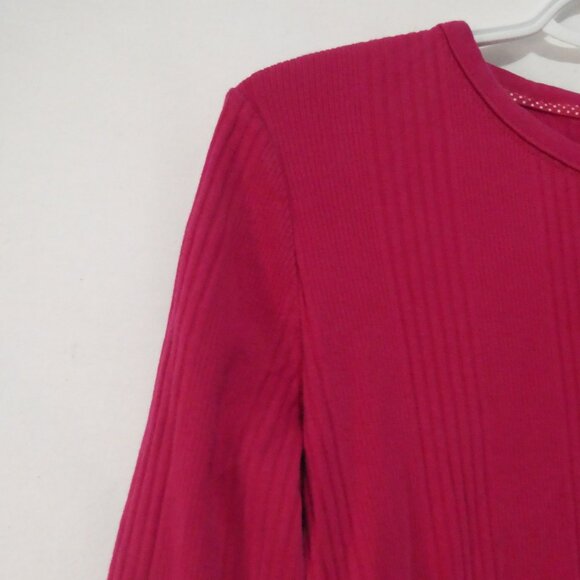 LAND'S END | medium (10-12) | Ribbed Pink Cotton Long Sleeve Pullover Shirt - Picture 3 of 16